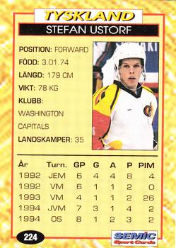 1995 Semic Globe VM (Swedish) #224 Stefan Ustorf Back