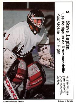 1990-91 7th Inning Sketch QMJHL #2 Steve Lupien Back