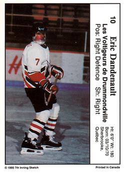 1990-91 7th Inning Sketch QMJHL #10 Eric Dandenault Back