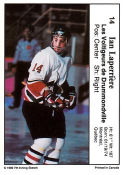 1990-91 7th Inning Sketch QMJHL #14 Ian Laperriere Back