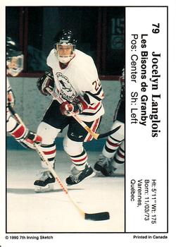 1990-91 7th Inning Sketch QMJHL #79 Jocelyn Langlois Back