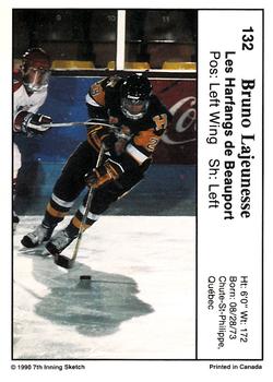 1990-91 7th Inning Sketch QMJHL #132 Bruno Lajeunesse Back