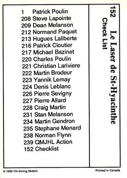 1990-91 7th Inning Sketch QMJHL #152 St-Hyacinthe Laser Back