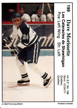 1990-91 7th Inning Sketch QMJHL #199 Dave Morissette Back