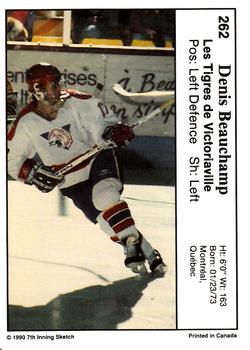 1990-91 7th Inning Sketch QMJHL #262 Denis Beauchamp Back