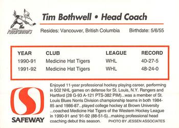 1992-93 Phoenix Roadrunners (IHL) #NNO Tim Bothwell Back
