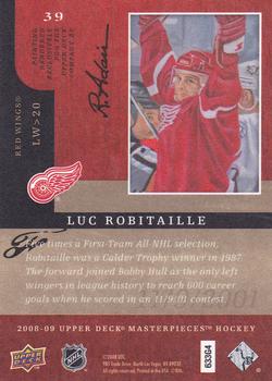 2008-09 Upper Deck Masterpieces #39 Luc Robitaille Back