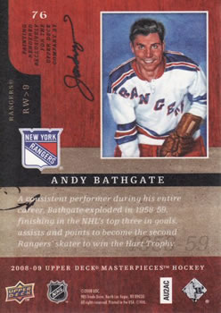 2008-09 Upper Deck Masterpieces #76 Andy Bathgate Back