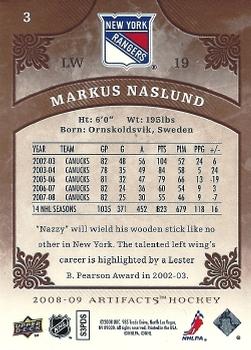 2008-09 Upper Deck Artifacts #3 Markus Naslund Back