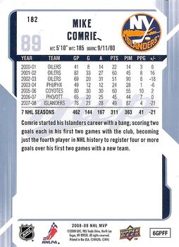2008-09 Upper Deck MVP #182 Mike Comrie Back