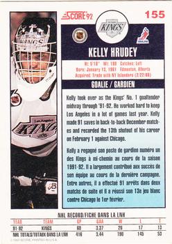 1992-93 Score Canadian #155 Kelly Hrudey Back