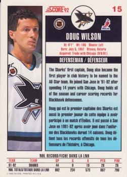 1992-93 Score Canadian #15 Doug Wilson Back