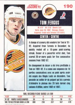 1992-93 Score Canadian #190 Tom Fergus Back