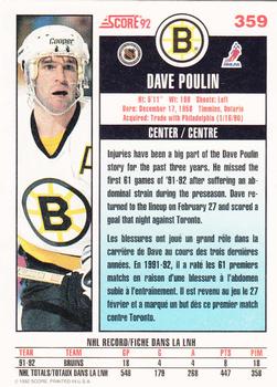 1992-93 Score Canadian #359 Dave Poulin Back