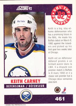1992-93 Score Canadian #461 Keith Carney Back