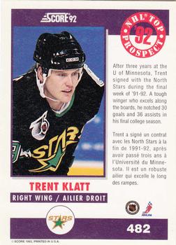1992-93 Score Canadian #482 Trent Klatt Back