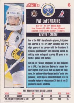 1992-93 Score Canadian #6 Pat LaFontaine Back