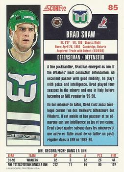 1992-93 Score Canadian #85 Brad Shaw Back