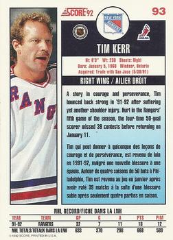 1992-93 Score Canadian #93 Tim Kerr Back