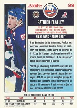 1992-93 Score Canadian #99 Patrick Flatley Back