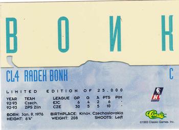 1993 Classic '93 Hockey Draft - Class of '94 #CL4 Radek Bonk Back