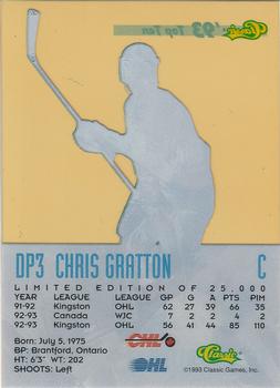 1993 Classic '93 Hockey Draft - Top Ten #DP3 Chris Gratton Back