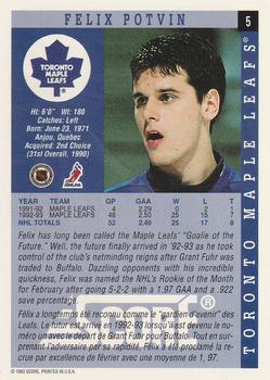 1993-94 Score Canadian #5 Felix Potvin Back