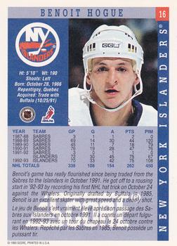 1993-94 Score Canadian #16 Benoit Hogue Back