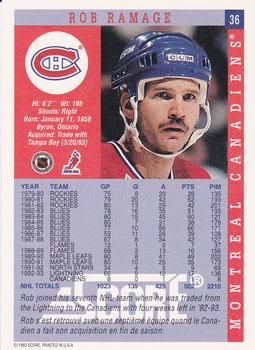 1993-94 Score Canadian #36 Rob Ramage Back