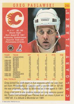 1993-94 Score Canadian #290 Greg Paslawski Back