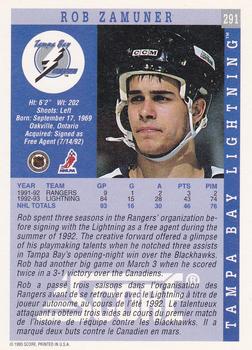 1993-94 Score Canadian #291 Rob Zamuner Back