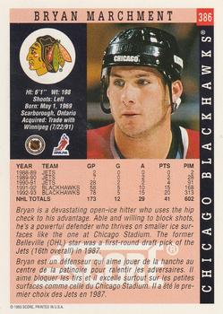 1993-94 Score Canadian #386 Bryan Marchment Back
