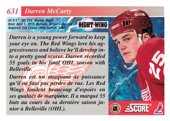 1993-94 Score Canadian #631 Darren McCarty Back