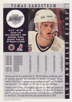 1993-94 Score Canadian #129 Tomas Sandstrom Back