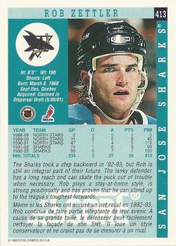 1993-94 Score Canadian #413 Rob Zettler Back