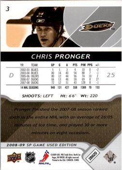2008-09 SP Game Used #3 Chris Pronger Back