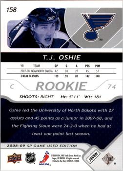 2008-09 SP Game Used #158 T.J. Oshie Back