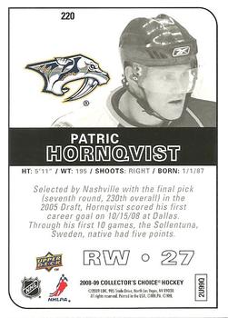 2008-09 Collector's Choice #220 Patric Hornqvist Back