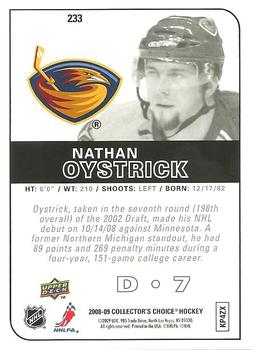 2008-09 Collector's Choice #233 Nathan Oystrick Back