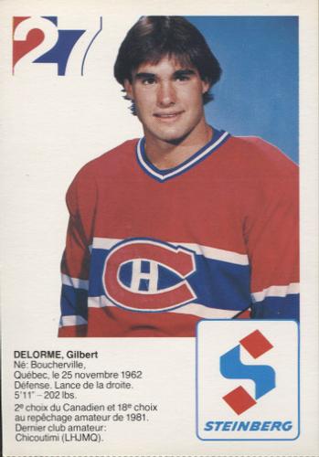 1982-83 Steinberg Montreal Canadiens #NNO Gilbert Delorme Back