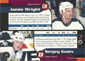 1998-99 Pacific Omega #78 Sergey Gusev / Jamie Wright Back