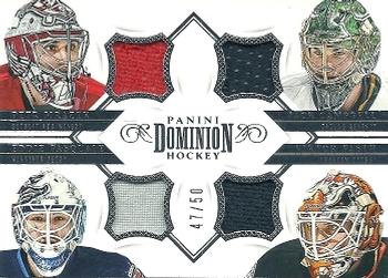 2013-14 Panini Dominion - Quad Jerseys #Q-RKG Petr Mrazek / Jack Campbell / Viktor Fasth / Edward Pasquale Front