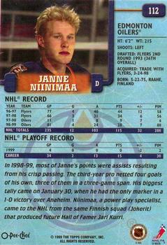 1999-00 O-Pee-Chee #112 Janne Niinimaa Back