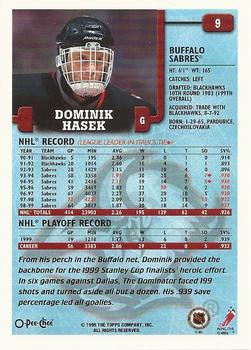1999-00 O-Pee-Chee #9 Dominik Hasek Back