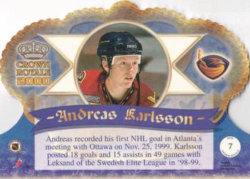 1999-00 Pacific Crown Royale #7 Andreas Karlsson Back