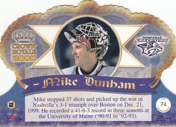 1999-00 Pacific Crown Royale #74 Mike Dunham Back
