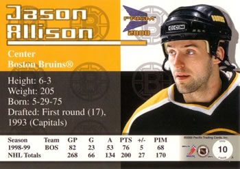 1999-00 Pacific Prism #10 Jason Allison Back