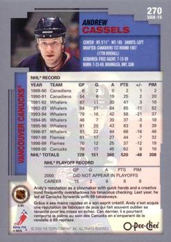 2000-01 O-Pee-Chee #270 Andrew Cassels Back