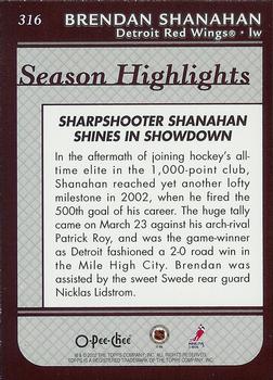 2002-03 O-Pee-Chee #316 Brendan Shanahan Back
