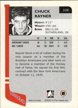 2004-05 In The Game Franchises US East #336 Chuck Rayner Back